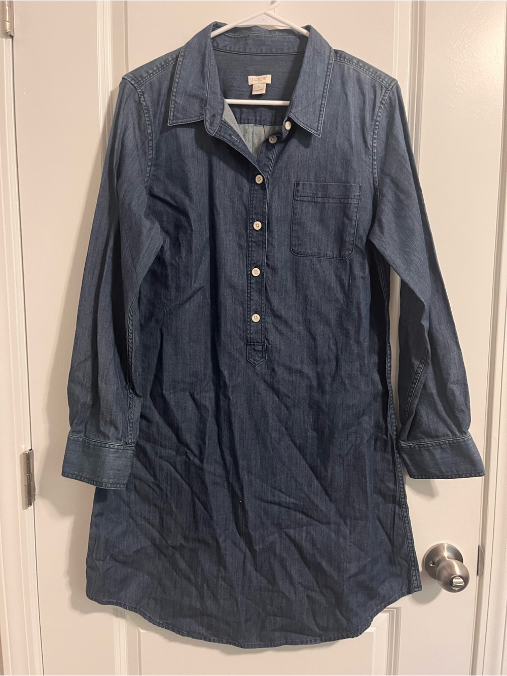 J. Crew Dark Denim Button-Front Shirt Dress